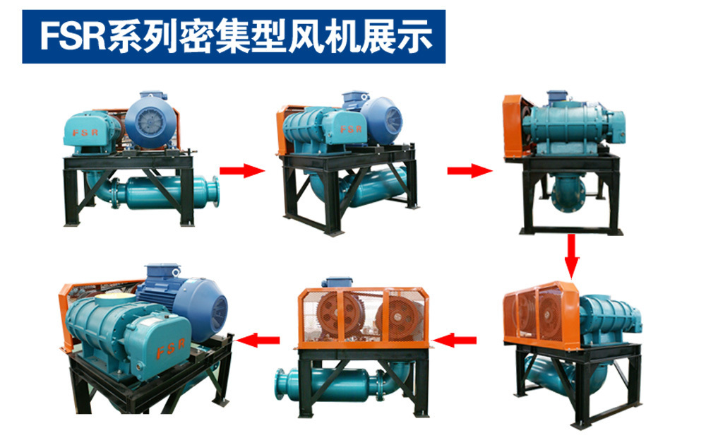 FsR高壓密集風冷羅茨風機多角度展示